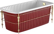 Migliore 24268 Olivia Console Ванна 174х83х66 см + красная панель + консоль, слив-перелив золото/белая